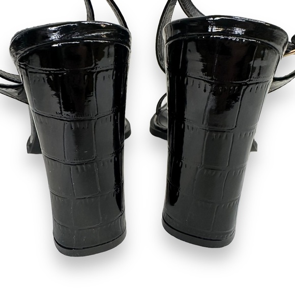 Nasty Gal Patent Croc Square Toe Ankle Strap Heels 5 - Picture 8 of 13